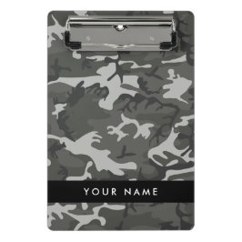Gray Camouflage Pattern, Your name, Personalize Mini Klemmbrett