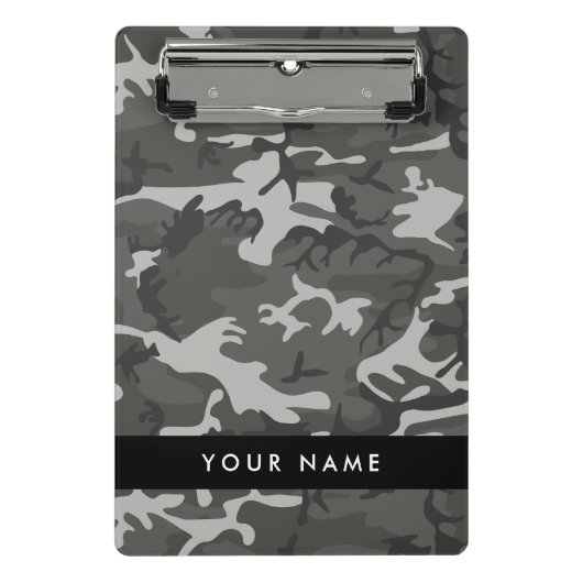 Gray Camouflage Pattern, Your name, Personalize Mini Klemmbrett (Vorderseite)