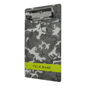 Gray Camouflage Pattern, Your name, Personalize Mini Klemmbrett (Gewinkelt2)