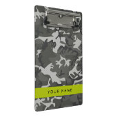 Gray Camouflage Pattern, Your name, Personalize Mini Klemmbrett (Schrägansicht)