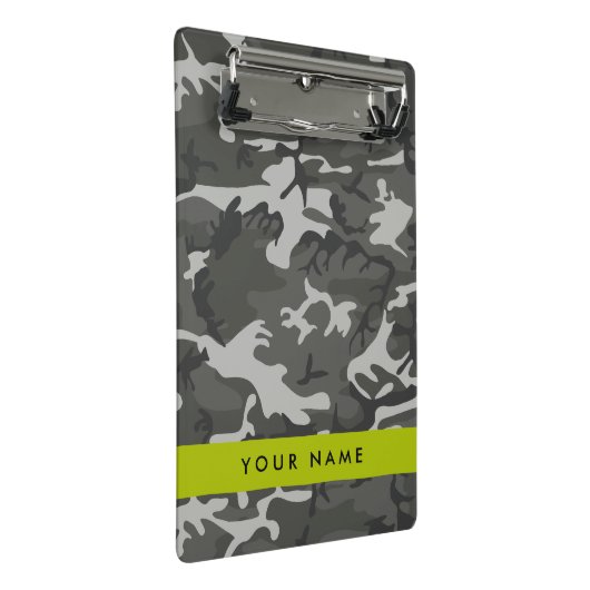 Gray Camouflage Pattern, Your name, Personalize Mini Klemmbrett (Schrägansicht)