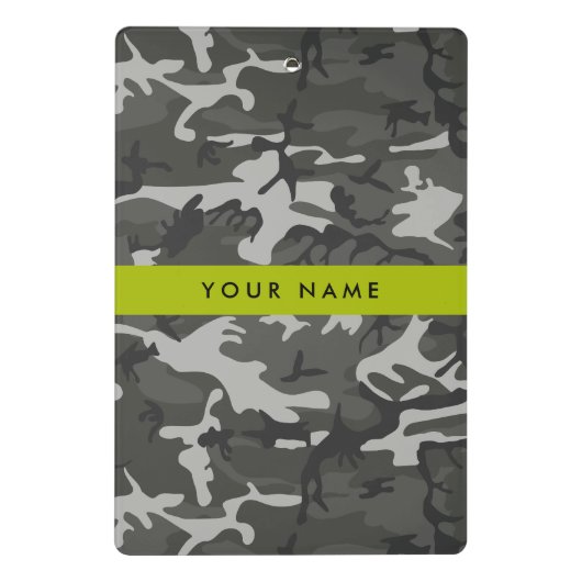 Gray Camouflage Pattern, Your name, Personalize Mini Klemmbrett (Rückseite)