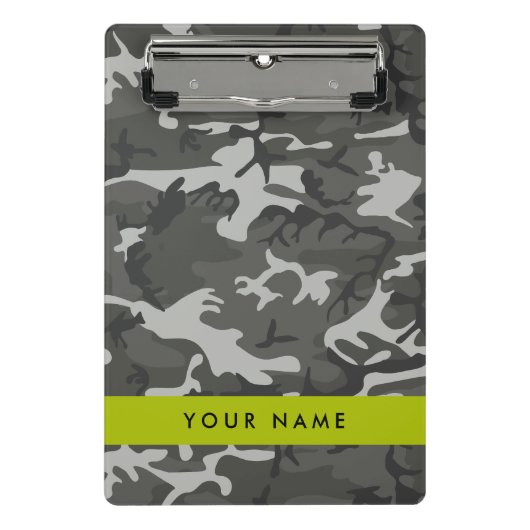 Gray Camouflage Pattern, Your name, Personalize Mini Klemmbrett (Vorderseite)