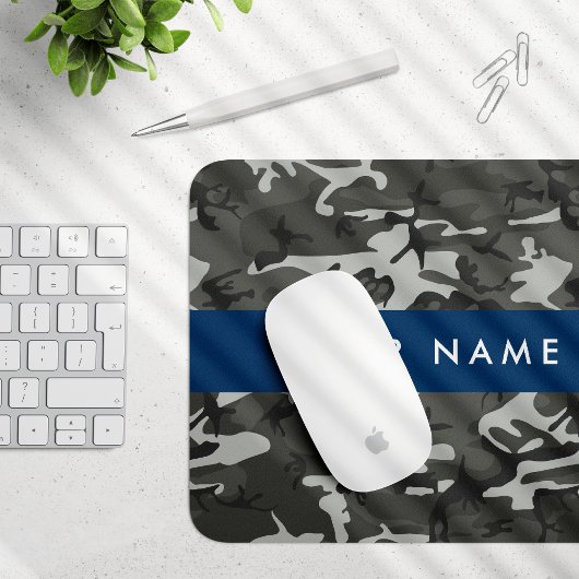 Gray Camouflage Pattern, Your name, Personalize Mousepad