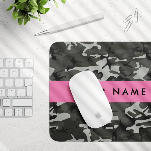 Gray Camouflage Pattern, Your name, Personalize Mousepad