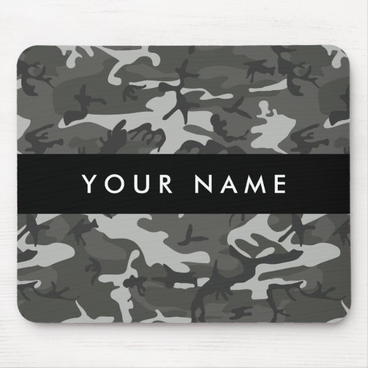 Gray Camouflage Pattern, Your name, Personalize Mousepad (Vorne)