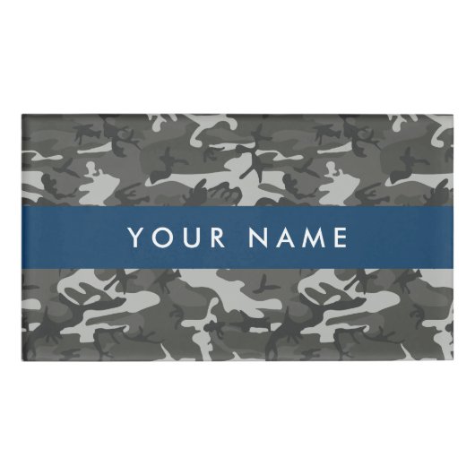 Gray Camouflage Pattern, Your name, Personalize Namenschild (Vorderseite)