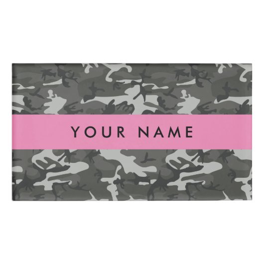 Gray Camouflage Pattern, Your name, Personalize Namenschild (Vorderseite)