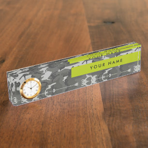Gray Camouflage Pattern, Your name, Personalize Namensplakette