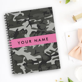 Gray Camouflage Pattern, Your name, Personalize Notizblock