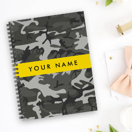 Gray Camouflage Pattern, Your name, Personalize Notizblock