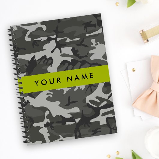 Gray Camouflage Pattern, Your name, Personalize Notizblock