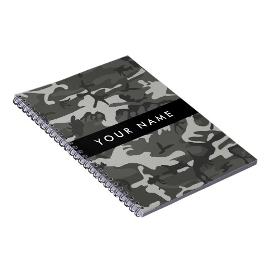 Gray Camouflage Pattern, Your name, Personalize Notizblock (Rechte Seite)