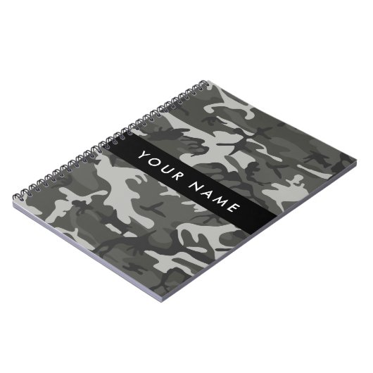 Gray Camouflage Pattern, Your name, Personalize Notizblock (Linke Seite)