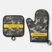 Gray Camouflage Pattern, Your name, Personalize Ofenhandschuh & Topflappen-Set (Vorderseite)