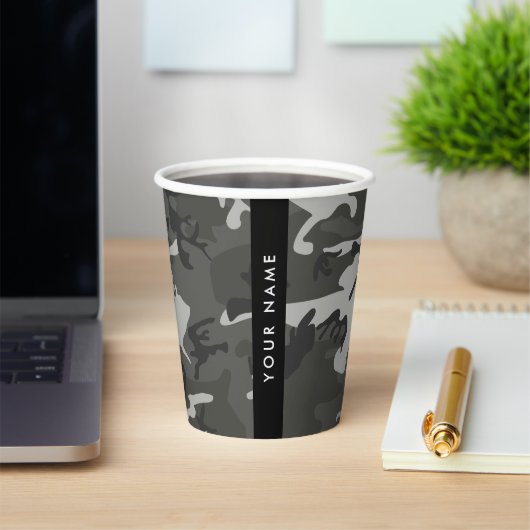 Gray Camouflage Pattern, Your name, Personalize Pappbecher (InSitu)