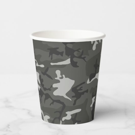 Gray Camouflage Pattern, Your name, Personalize Pappbecher (Rückseite)