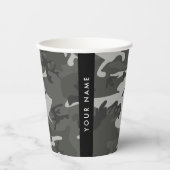 Gray Camouflage Pattern, Your name, Personalize Pappbecher (Vorderseite)