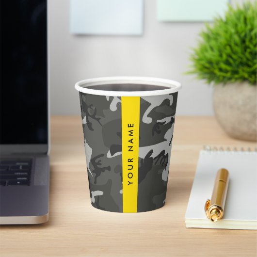 Gray Camouflage Pattern, Your name, Personalize Pappbecher (InSitu)