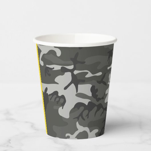 Gray Camouflage Pattern, Your name, Personalize Pappbecher (Links)