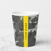 Gray Camouflage Pattern, Your name, Personalize Pappbecher (Vorderseite)