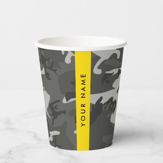Gray Camouflage Pattern, Your name, Personalize Pappbecher (Vorderseite)