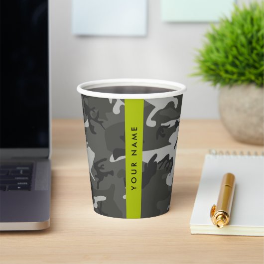 Gray Camouflage Pattern, Your name, Personalize Pappbecher (InSitu)