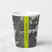 Gray Camouflage Pattern, Your name, Personalize Pappbecher (Vorderseite)