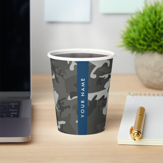 Gray Camouflage Pattern, Your name, Personalize Pappbecher (InSitu)