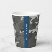 Gray Camouflage Pattern, Your name, Personalize Pappbecher (Vorderseite)