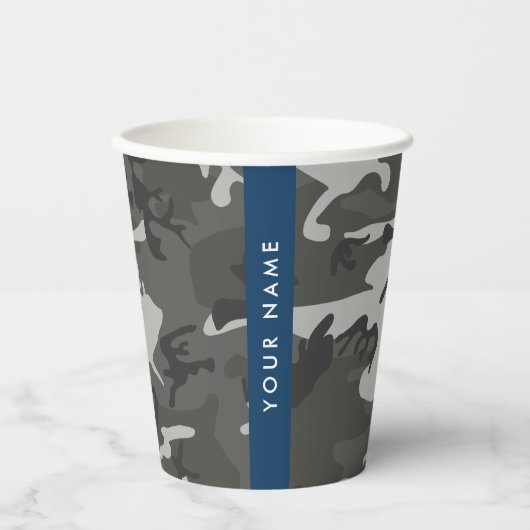 Gray Camouflage Pattern, Your name, Personalize Pappbecher (Vorderseite)