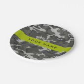 Gray Camouflage Pattern, Your name, Personalize Pappteller (Schrägansicht)
