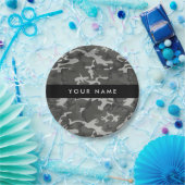 Gray Camouflage Pattern, Your name, Personalize Pappteller (Party)
