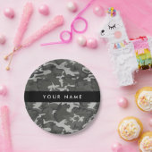Gray Camouflage Pattern, Your name, Personalize Pappteller (Party)