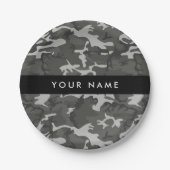 Gray Camouflage Pattern, Your name, Personalize Pappteller (Vorderseite)