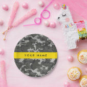 Gray Camouflage Pattern, Your name, Personalize Pappteller (Party)