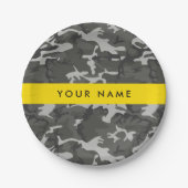 Gray Camouflage Pattern, Your name, Personalize Pappteller (Vorderseite)