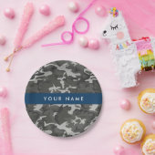 Gray Camouflage Pattern, Your name, Personalize Pappteller (Party)