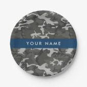 Gray Camouflage Pattern, Your name, Personalize Pappteller (Vorderseite)