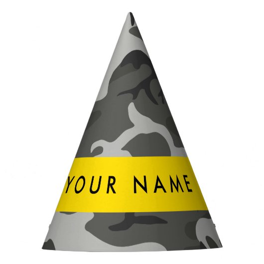 Gray Camouflage Pattern, Your name, Personalize Partyhütchen (Vorderseite)