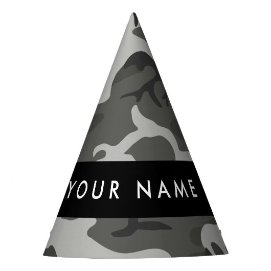 Gray Camouflage Pattern, Your name, Personalize Partyhütchen (Vorderseite)