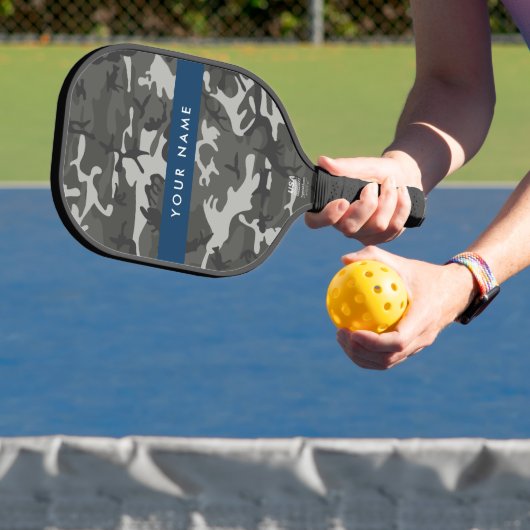 Gray Camouflage Pattern, Your name, Personalize Pickleball Schläger (InSitu)