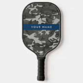 Gray Camouflage Pattern, Your name, Personalize Pickleball Schläger (Rückseite)