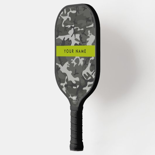 Gray Camouflage Pattern, Your name, Personalize Pickleball Schläger (Links)