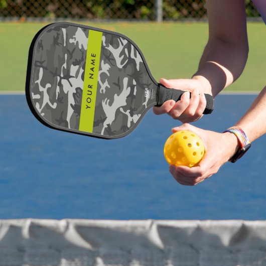 Gray Camouflage Pattern, Your name, Personalize Pickleball Schläger (InSitu)