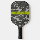 Gray Camouflage Pattern, Your name, Personalize Pickleball Schläger (Vorderseite)