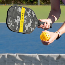 Gray Camouflage Pattern, Your name, Personalize Pickleball Schläger