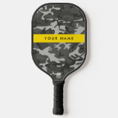 Gray Camouflage Pattern, Your name, Personalize Pickleball Schläger (Rückseite)