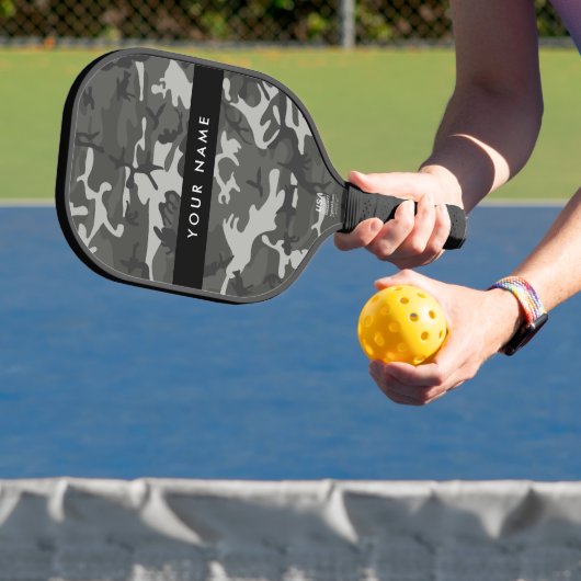 Gray Camouflage Pattern, Your name, Personalize Pickleball Schläger (InSitu)
