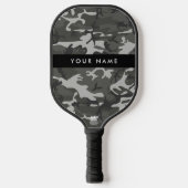 Gray Camouflage Pattern, Your name, Personalize Pickleball Schläger (Vorderseite)